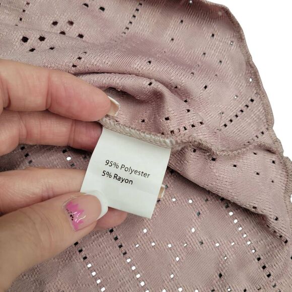 Rose Pink Eyelet Sleeveless Feminine Blouse Top on Sale 5 for $25 - Picture 4 of 6